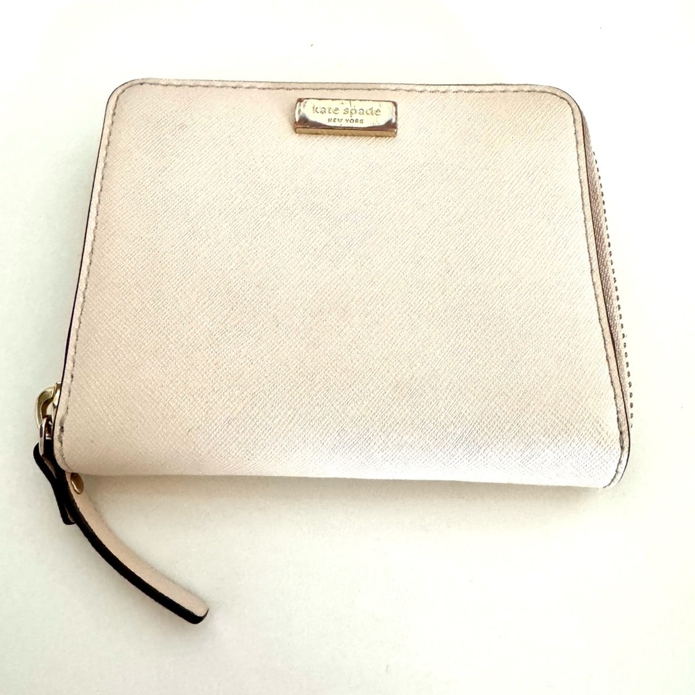 Kate Spade New York Zip-Around Saffiano Leather Wallet Light Pink Bifold